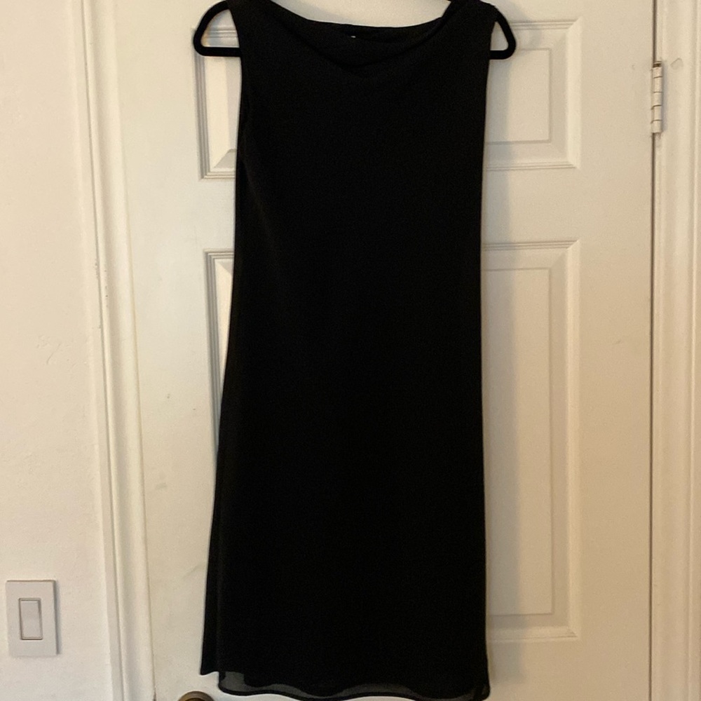Jade Black Chiffon Sleeveless Sheath Dress LBD size 4